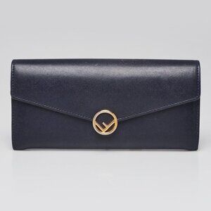 Fendi Blue Leather Continental Wallet 8M0251
